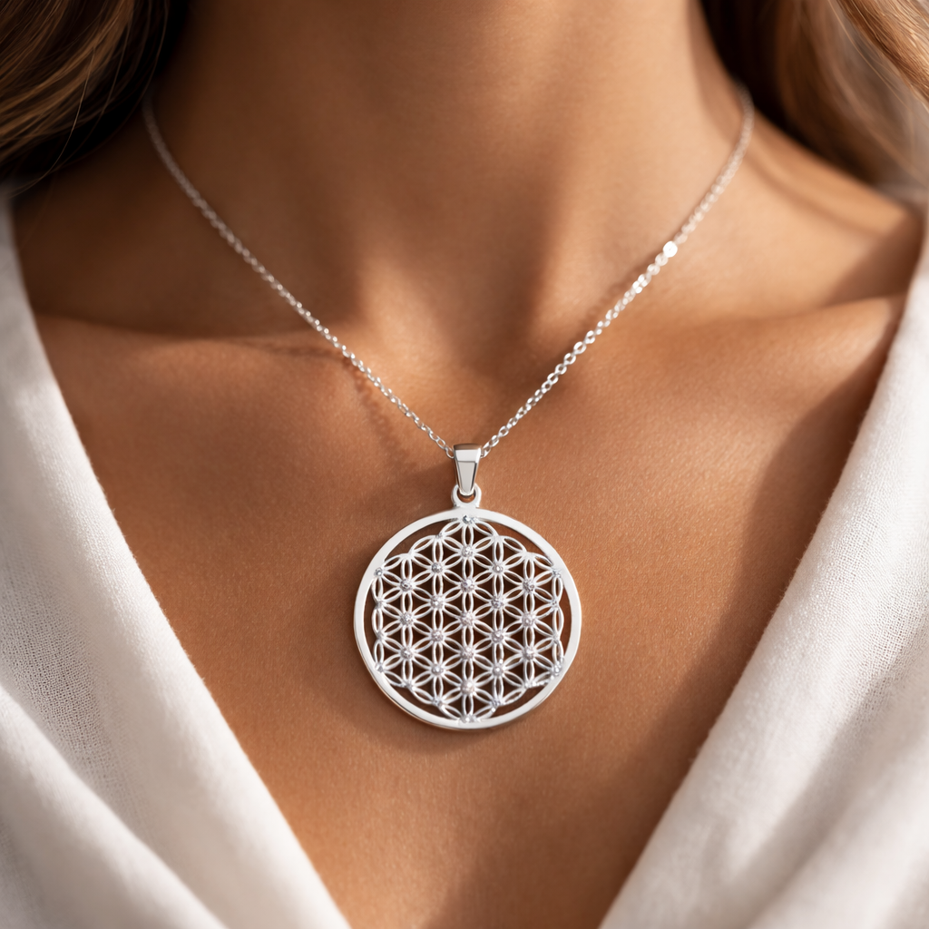 Anhänger Blume des Lebens Silber mit Zirkonia