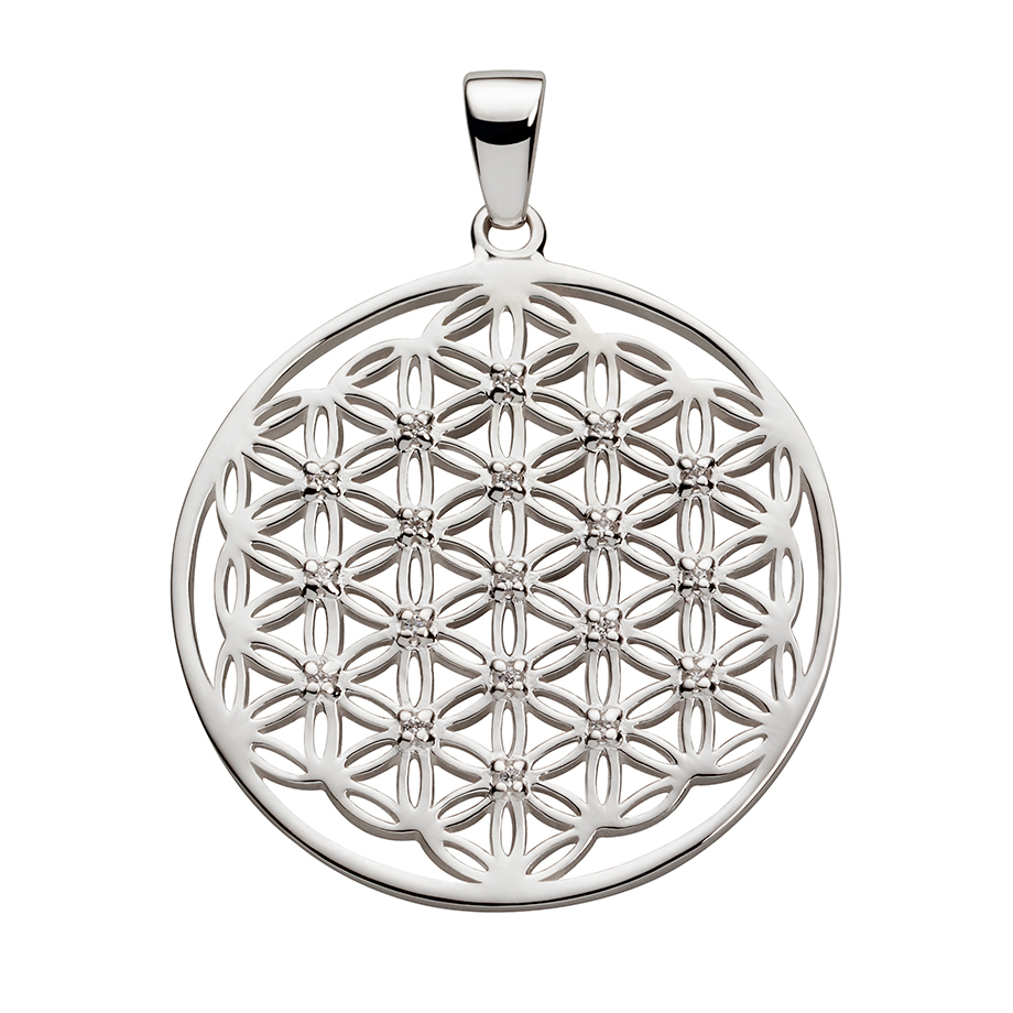 Anhänger Blume des Lebens Silber mit Zirkonia