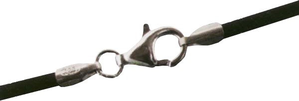 90cm rubber strap, 925 silver clasp